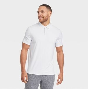 Men's White Short Sleeve Polo Shirt - All In Motion - S
